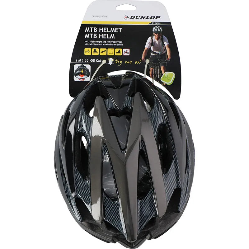 Dunlop – Kalnų dviračių (MTB) reguliuojamas šalmas, M dydis 55-58 cm (juodas)