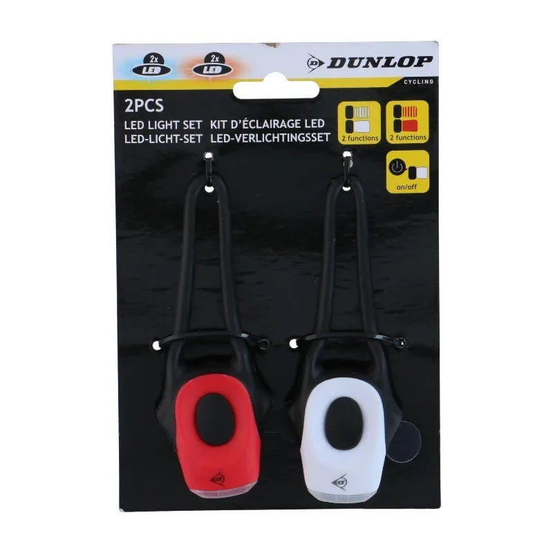 Dunlop – silikoninių dviračių žibintų komplektas, priekinis ir galinis LED