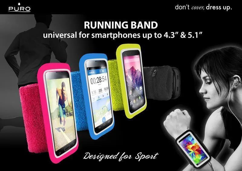 PURO bėgimo diržas – universalus telefono dėklas iki 4,3 colio išmaniesiems telefonams su rakto kišene (rožinis)