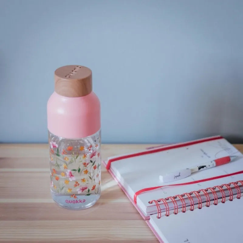 Quokka Ice - ecozen daugkartinė gertuvė 570 ml (Pink Flowers)