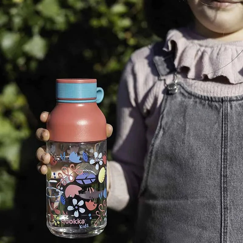 Quokka Ice Kids su dirželiu – „Ecozen“ 430 ml gertuvė su dirželiu (Flowers)