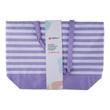 Alpina – dryžuotas paplūdimio krepšys 49,3x16x34 cm (violetinis / baltas)