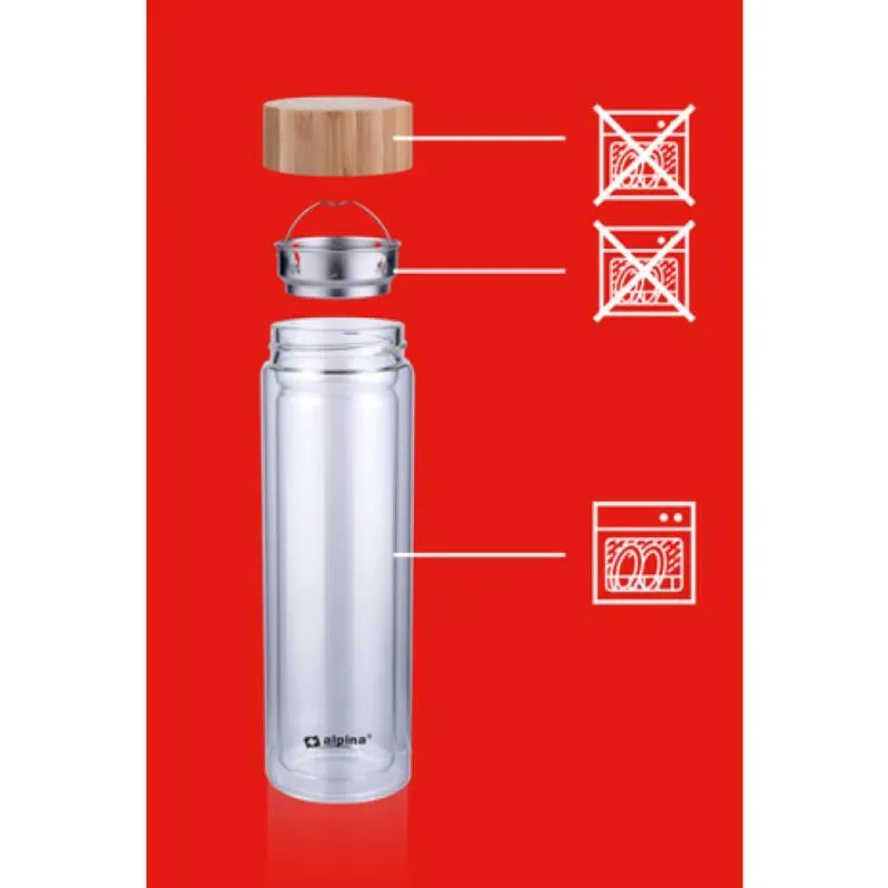 Alpina – Termo stiklinė gertuvė (dvigubos sienelės) 450 ml