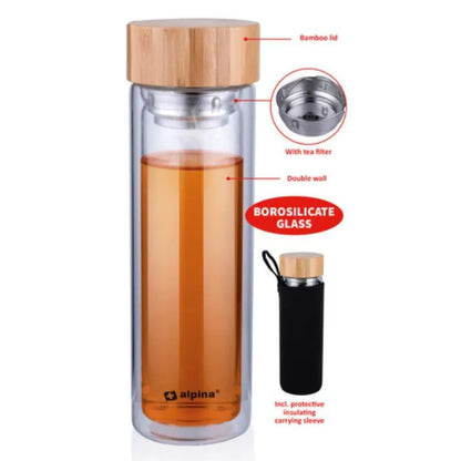 Alpina – Termo stiklinė gertuvė (dvigubos sienelės) 450 ml