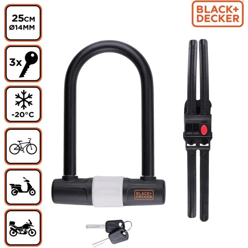 Black&Decker – Dviratinė spyna / U-Lock 14x25 cm