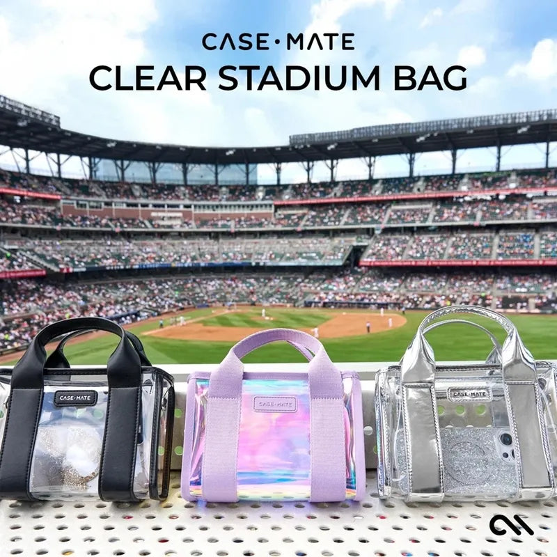Case-Mate Micro Tote Bag - Vandeniui atsparus krepšys per petį (Sidabro chromas/Skaidrus)
