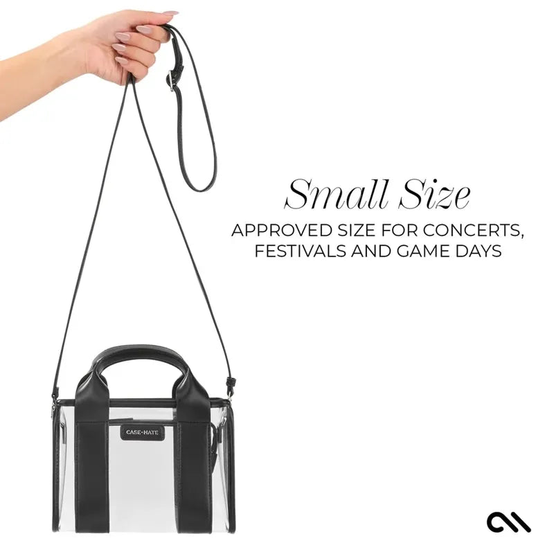 Case-Mate Micro Tote krepšinis – Vandeniui atsparus krepšys per petį (Midnight Black/Clear)