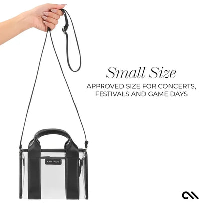 Case-Mate Micro Tote krepšinis – Vandeniui atsparus krepšys per petį (Midnight Black/Clear)