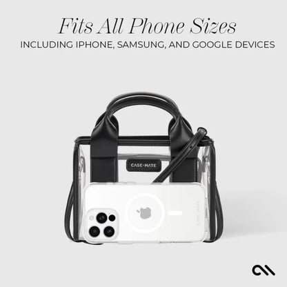 Case-Mate Micro Tote krepšinis – Vandeniui atsparus krepšys per petį (Midnight Black/Clear)