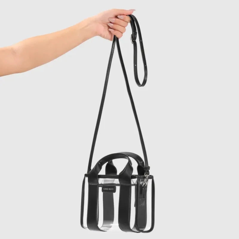 Case-Mate Micro Tote krepšinis – Vandeniui atsparus krepšys per petį (Midnight Black/Clear)