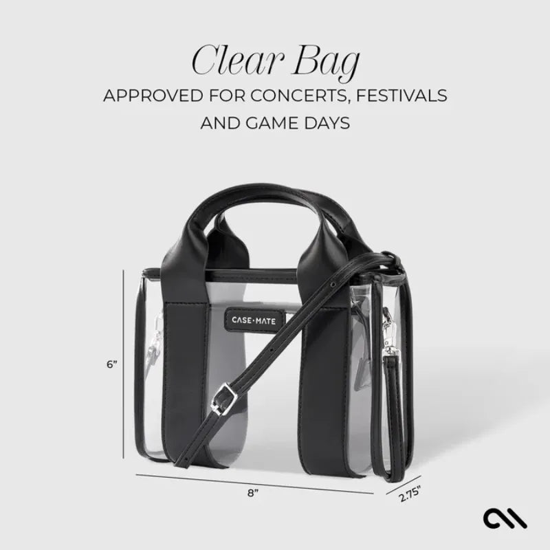 Case-Mate Micro Tote krepšinis – Vandeniui atsparus krepšys per petį (Midnight Black/Clear)