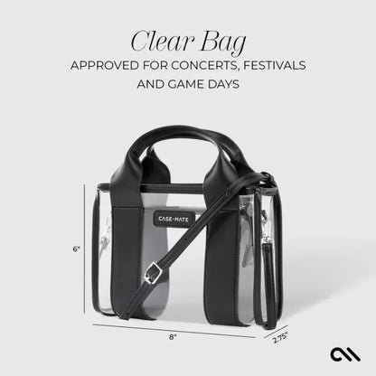 Case-Mate Micro Tote krepšinis – Vandeniui atsparus krepšys per petį (Midnight Black/Clear)