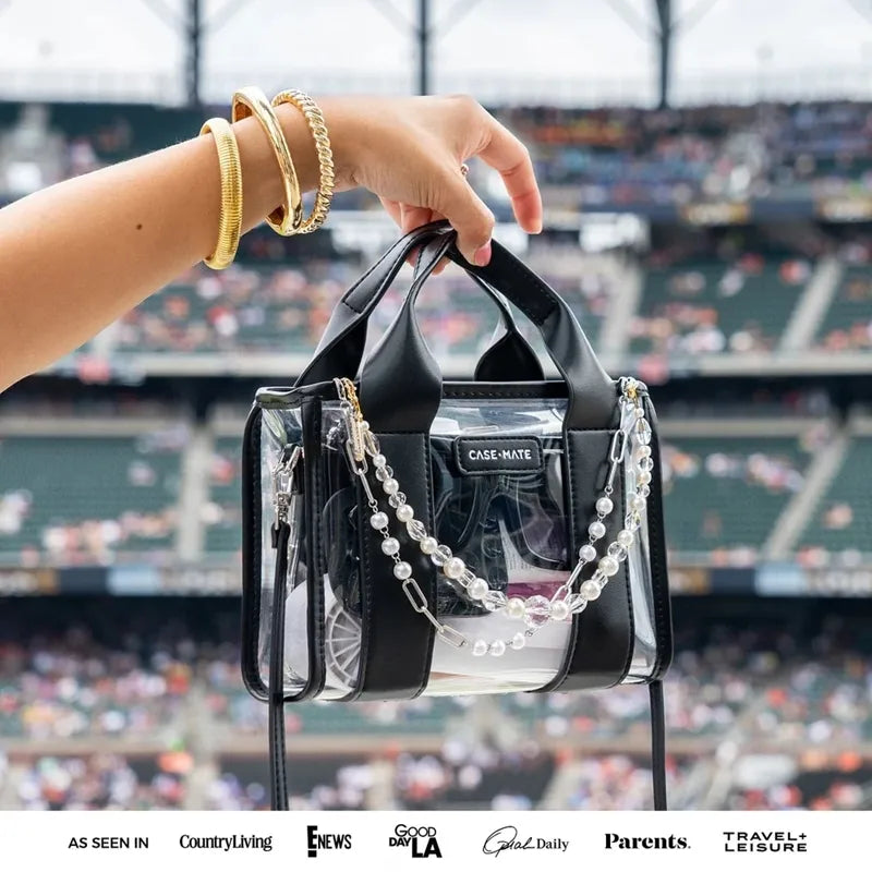Case-Mate Micro Tote krepšinis – Vandeniui atsparus krepšys per petį (Midnight Black/Clear)