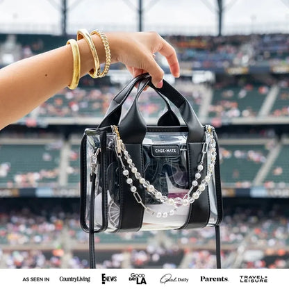 Case-Mate Micro Tote krepšinis – Vandeniui atsparus krepšys per petį (Midnight Black/Clear)