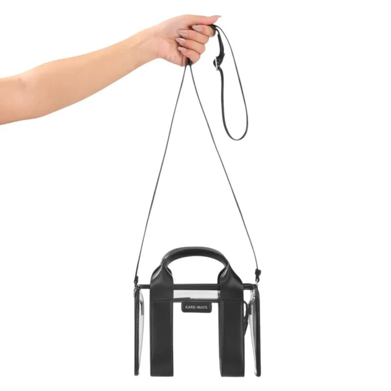 Case-Mate Micro Tote krepšinis – Vandeniui atsparus krepšys per petį (Midnight Black/Clear)