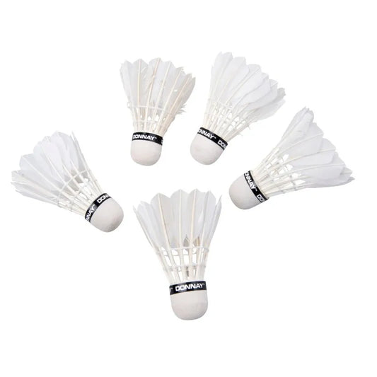Donnay – plunksniniai badmintono skraidukai, 5 vnt. (balti)