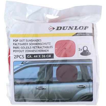 Dunlop - Automobilio šoninių langų skėteliai nuo saulės 36x44 cm, 2 vnt. (raudoni)