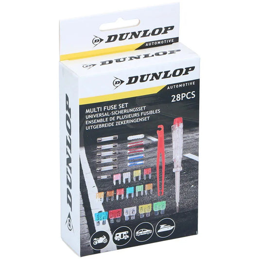 Dunlop automobilių saugiklių rinkinys su įtampos testeriu, 28 vnt.