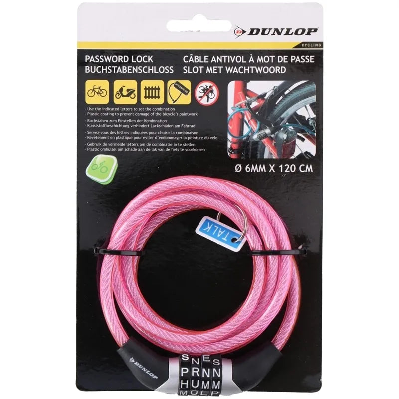 Dunlop - dviračio spyna su skaitmeniniu kodu (rožinė)