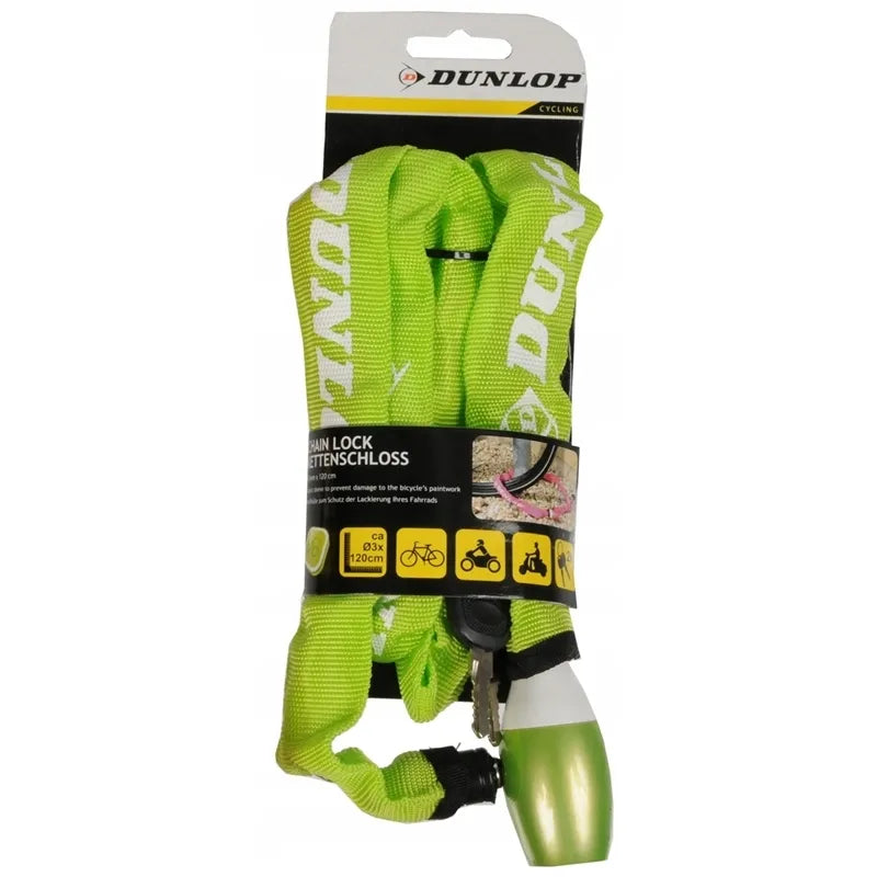 Dunlop - Dviratininko grandininė spyna 120 cm (Žalia)