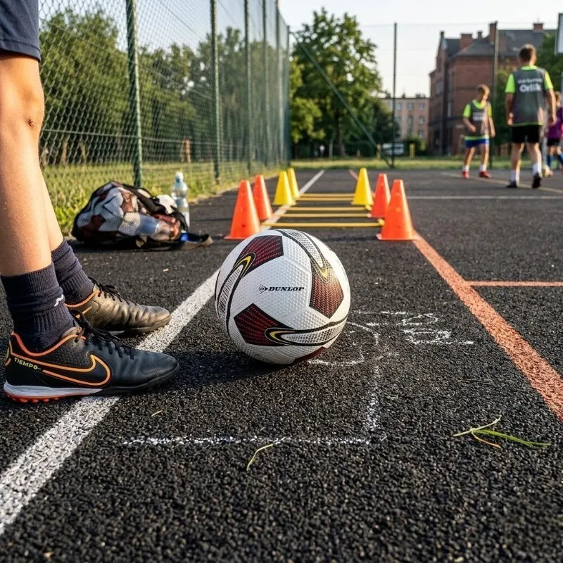 Dunlop – gatvės futbolo kamuolys, 5 dydis (baltas/raudonas)