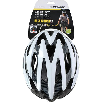 Dunlop – reguliuojamas MTB dviračio šalmas, dydis M 55-58 cm (baltas ir juodas)