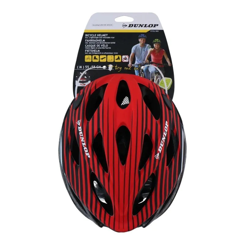 Dunlop – reguliuojamas MTB dviračio šalmas, M dydis, 55–58 cm (raudonos ir juodos spalvos)