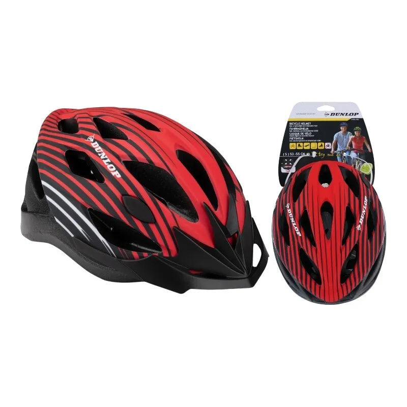 Dunlop – reguliuojamas MTB dviračio šalmas, M dydis, 55–58 cm (raudonos ir juodos spalvos)