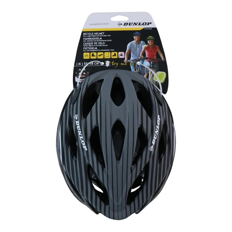 Dunlop – reguliuojamas MTB dviratininko šalmas, dydis M, 55-58 cm (pilkas-juodas)