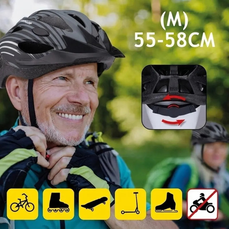 Dunlop – reguliuojamas MTB dviratininko šalmas, dydis M, 55-58 cm (pilkas-juodas)
