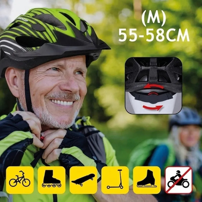 Dunlop reguliuojamas MTB dviratininko šalmas, M dydis 55–58 cm (žalia-juoda)