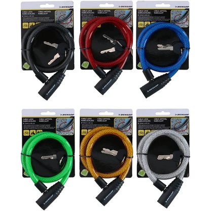 Dunlop – spiralinė dviračio spyna su raktu, 65 cm (juoda)