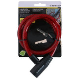 Dunlop – spiralinė dviračio spyna su raktu, 65 cm (raudona)