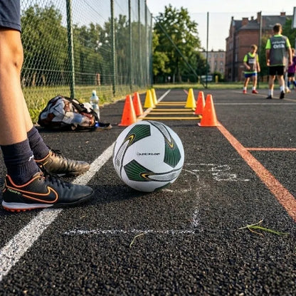 Dunlop - „Street“ futbolo kamuolys, 5 dydis (baltas/žalias)