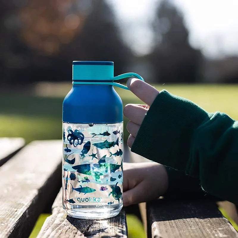 Quokka Ice Kids su dirželiu – 430 ml Ecozen gertuvė su dirželiu (Jūros gyvūnai)