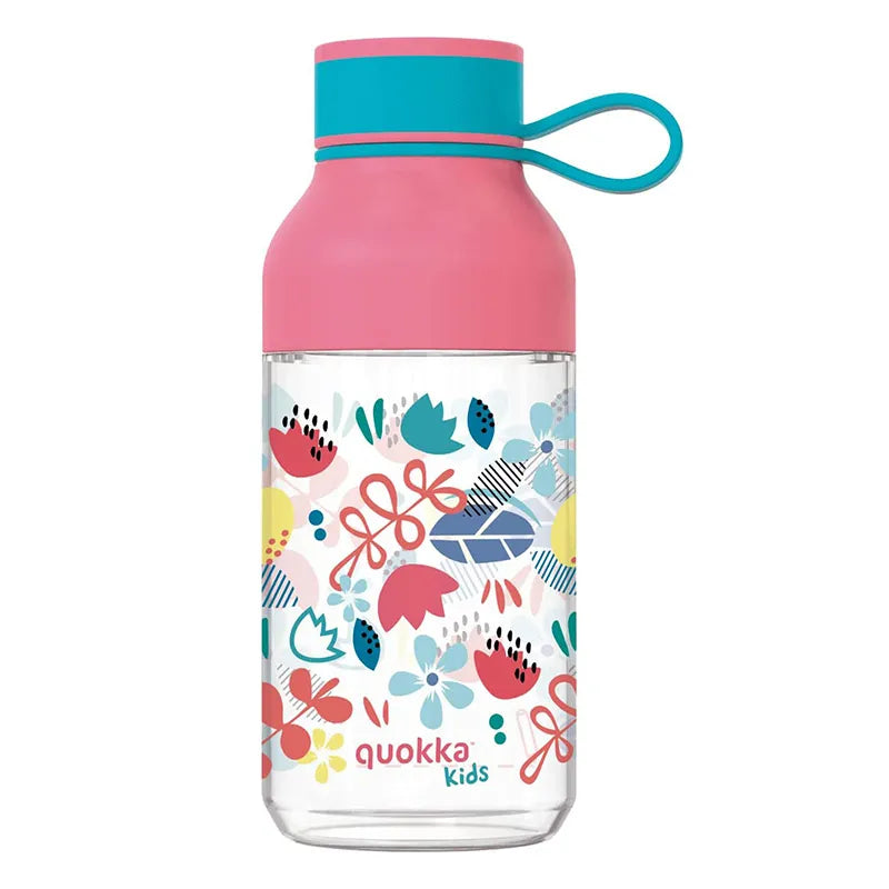 Quokka Ice Kids su dirželiu – „Ecozen“ 430 ml gertuvė su dirželiu (Flowers)