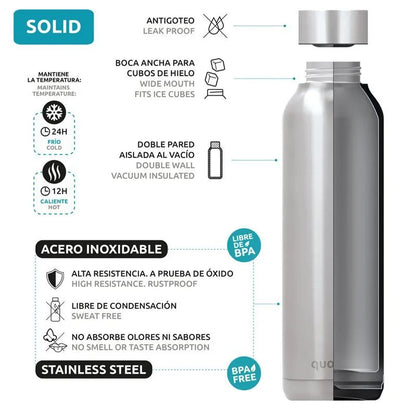 Quokka Solid – nerūdijančio plieno termo gertuvė, 510 ml (Jet Black)