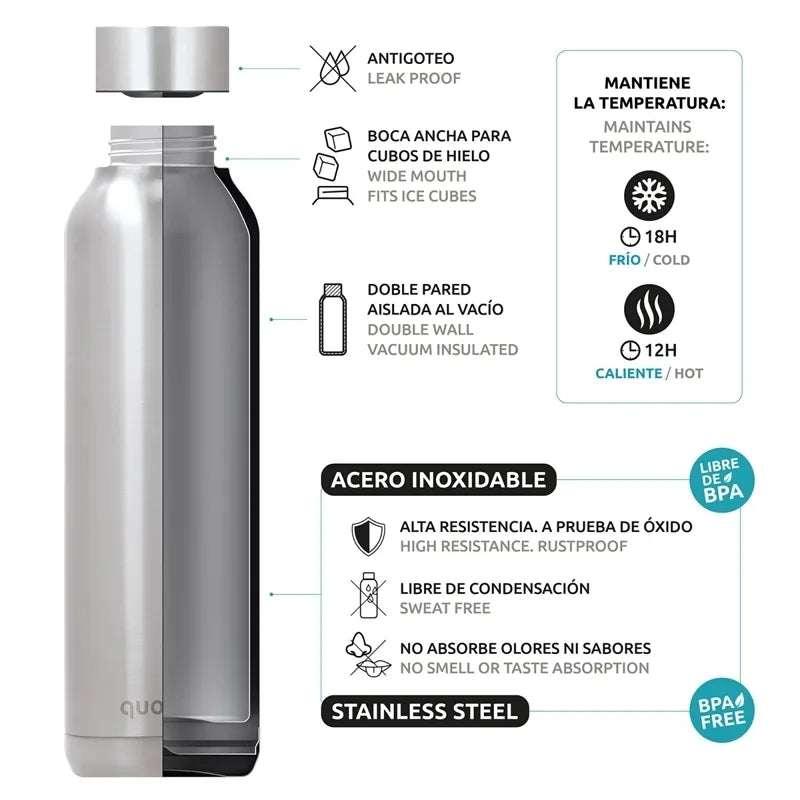 Quokka Solid – nerūdijančio plieno termo gertuvė, 510 ml (Tropical Bloom)