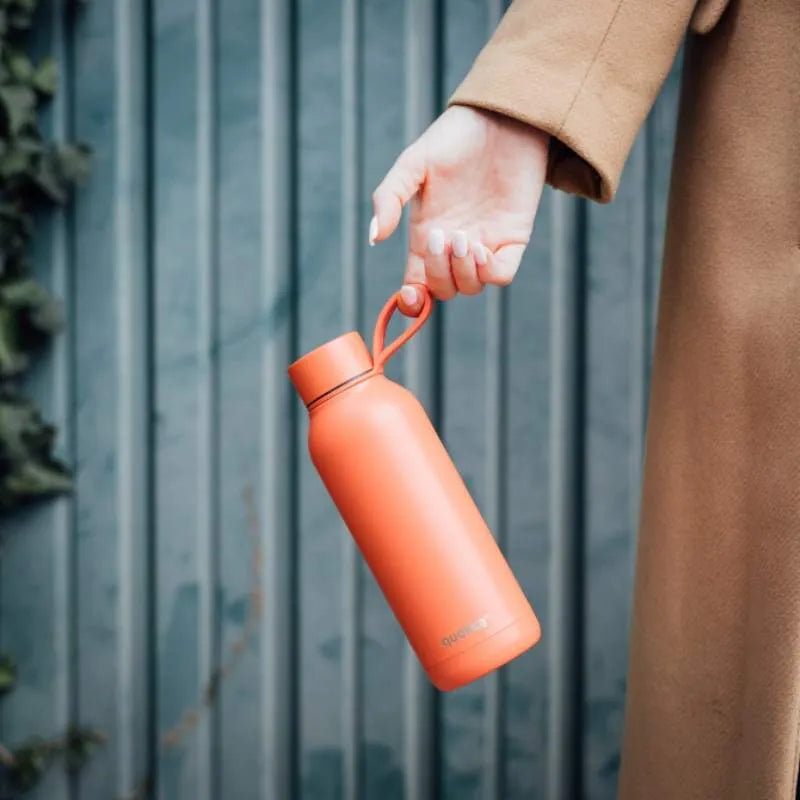 Quokka Solid su dirželiu – 510 ml nerūdijančio plieno termobutelį su dirželiu (oranžinis)
