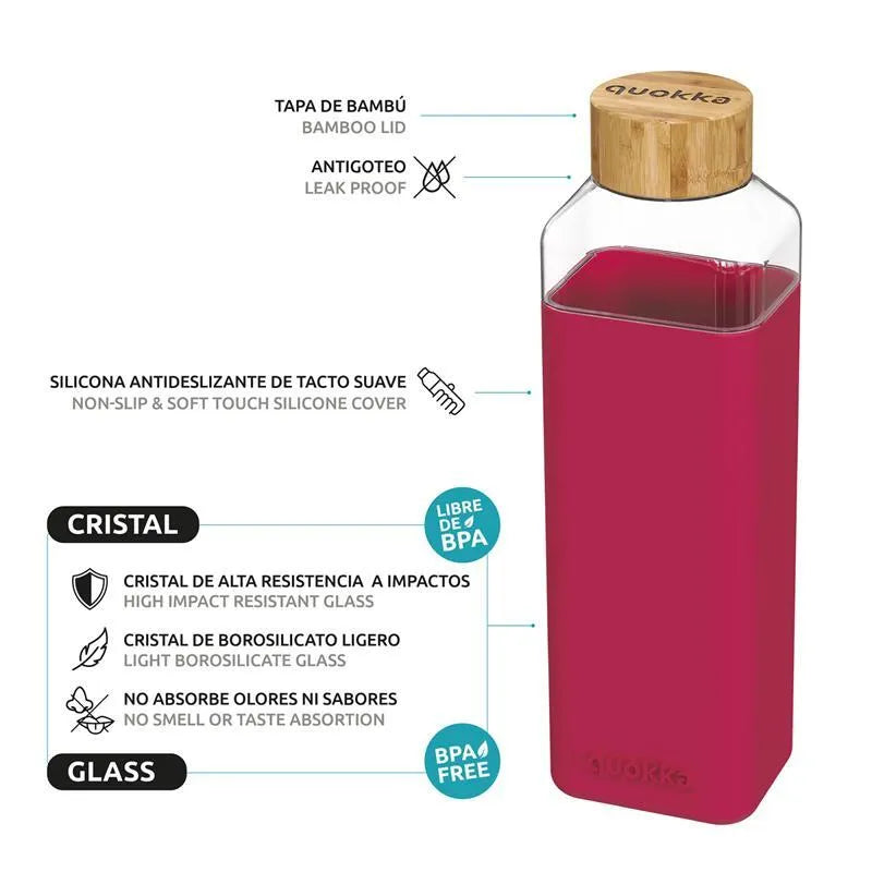 Quokka Storm – stiklinė gertuvė, 700 ml (rožinė)