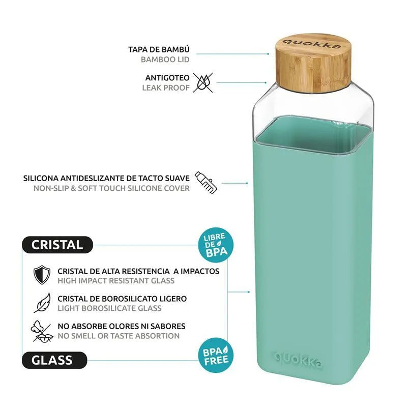 Quokka Storm – stiklinė vandens gertuvė, 700 ml (turkio spalvos)