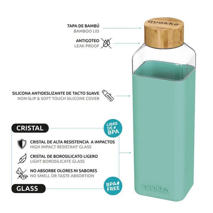 Quokka Storm – stiklinė vandens gertuvė, 700 ml (turkio spalvos)