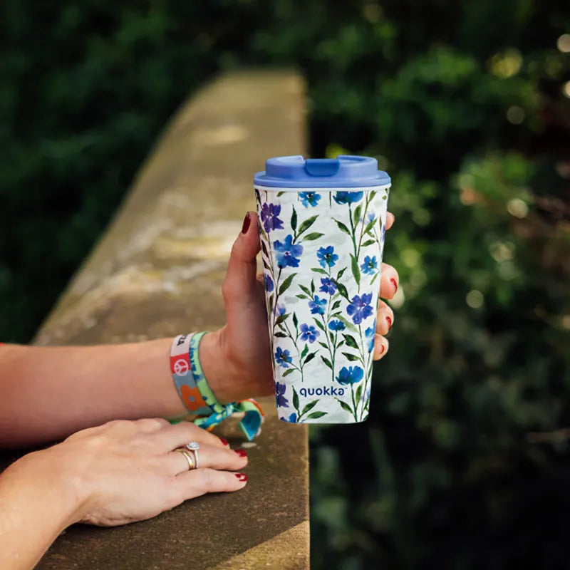 Quokka Vaso Cafe dvigubų sienelių puodelis 450 ml (Ditsy Bloom)