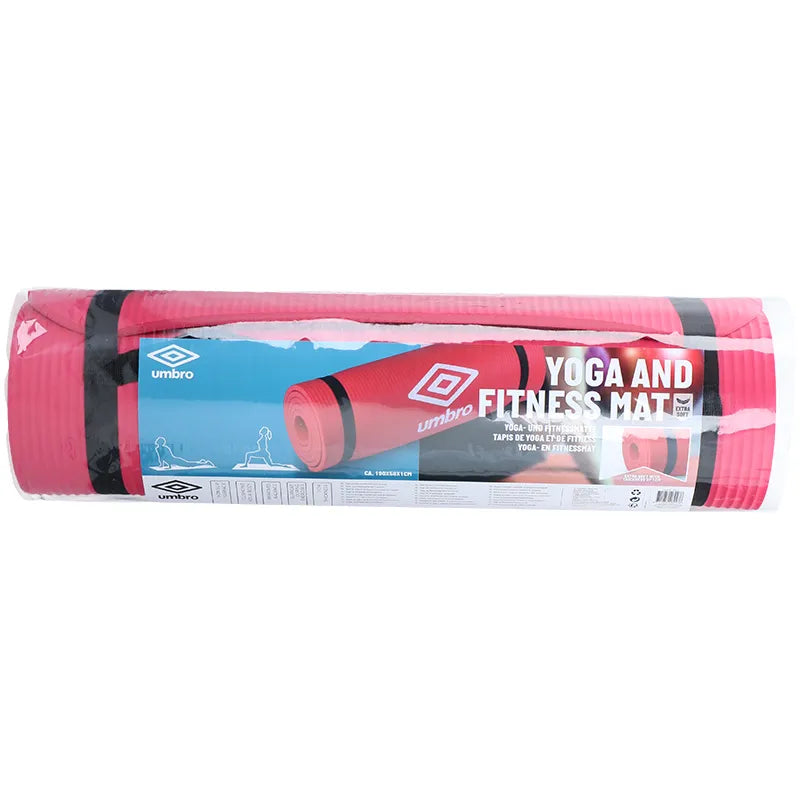 Umbro – fitneso ir jogos kilimėlis su transportavimo dirželiu, 190x58 cm (raudonas)