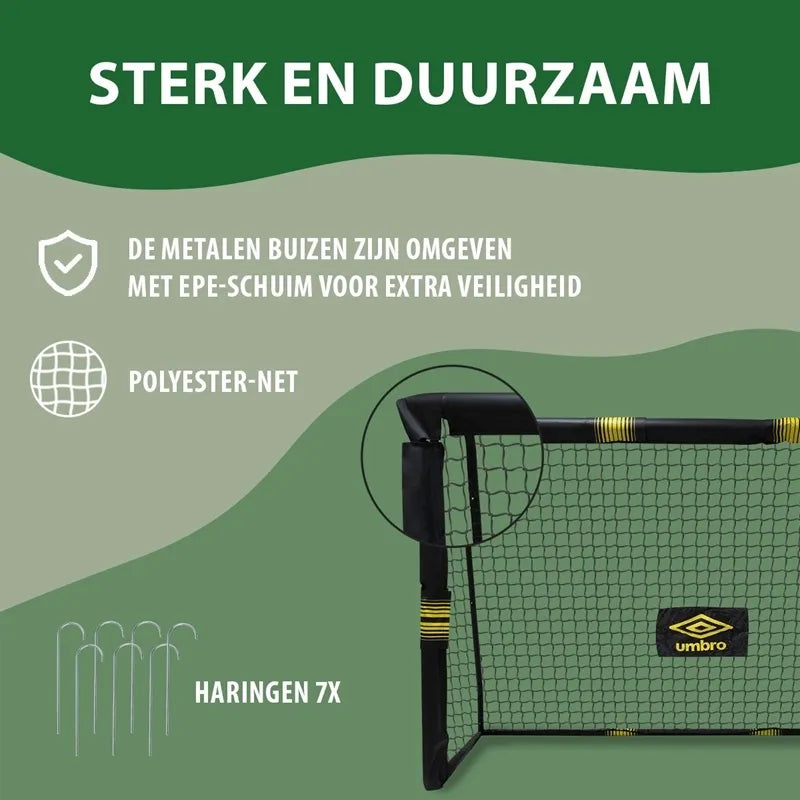 Umbro – metaliniai futbolo vartai su tinklu, 180 x 120 x 60 cm