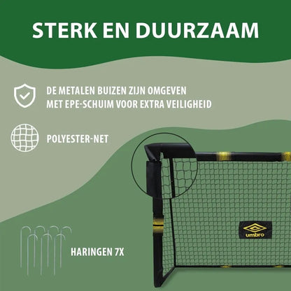 Umbro – metaliniai futbolo vartai su tinklu, 180 x 120 x 60 cm