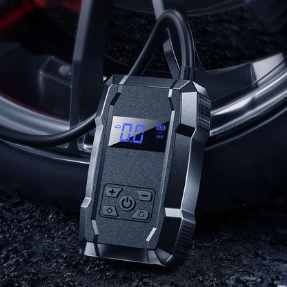 Wekome Pi801 – nešiojama elektrinė automobilių pompa su 2000 mAh „Power Bank“ (juoda)