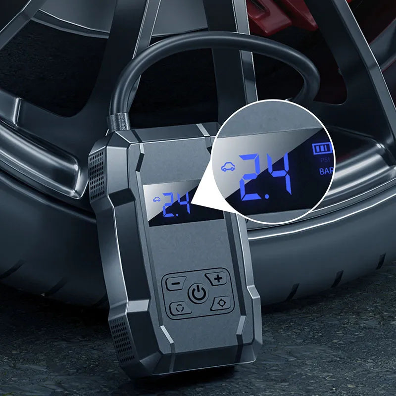Wekome Pi801 – nešiojama elektrinė automobilių pompa su 2000 mAh „Power Bank“ (juoda)